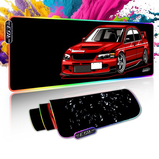 AllstarGarage 19 RGB Gaming Mouse Pad Extended Waterproof Desk pad, Lancer EVO design